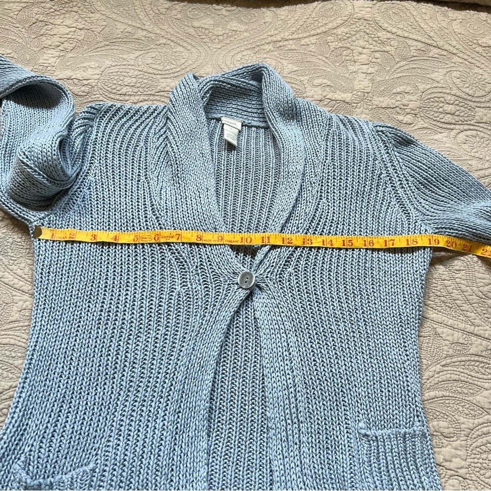 Vintage J Jill shawl collared cardigan in a soft blue - Picture 4 of 7